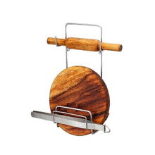 Chakla Belan Chimta Stand - Stainless Steel Rolling Pin & Tong Holder Rack for Kitchen (1 Pc)