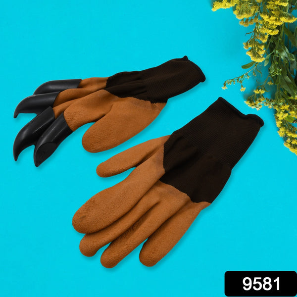 Garden Farming Gloves With Hand Fingertips  Plastic Claws (1 Pair)