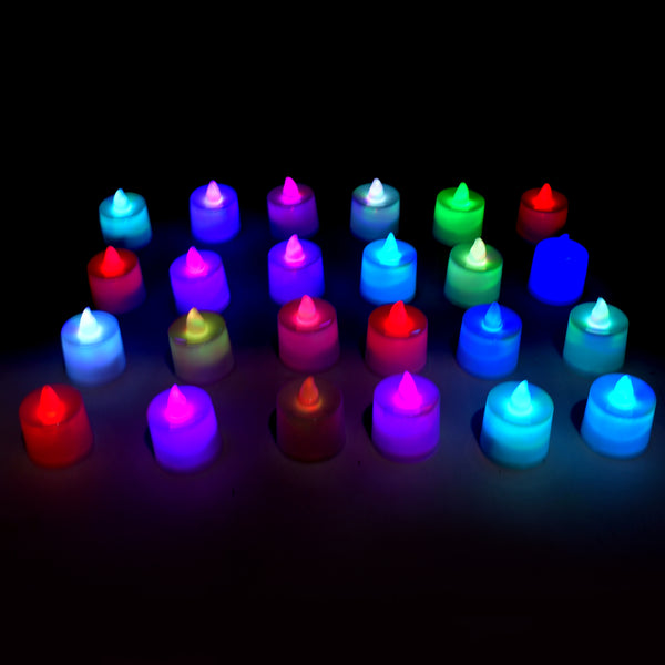 6463 24pcs Festival Decorative - Led Tealight Candles  Battery Operated Candle Ideal For Party Wedding Birthday Gifts (Multi Color) ( Diya  Divo  Diva  Deepak  Jyoti )