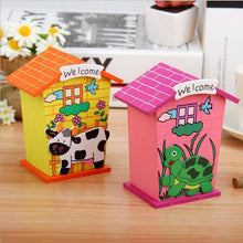 Cute Cartoon House-Shaped Wooden Piggy Bank – Lovely Money Bank for Kids