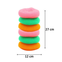 Plastic Nylon Scrubber - Round Scrubbers for Cleaning (Pack of 6)