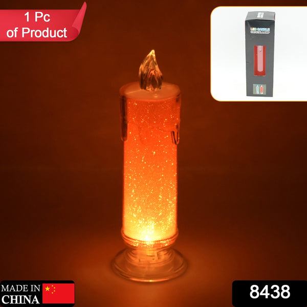 8438 Red Led Flameless Candles Battery Operated Pillar Candles Flickering Realistic Decorative Lamp Votive Transparent Flameless Ornament Tea Party Decorations For Hotel Scenehome Decor Restaurant Diwali Decoration Candle Crystal Lamp (1 Pc)