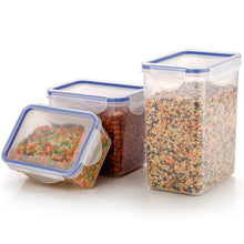 5827 Rectangle Abs Airtight Food Storage Containers With Leak Proof Locking Lid Storage Container Set Of 3 Pc (Approx Capacity 500ml1000ml1500ml Transparent)