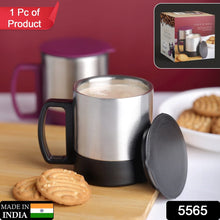 Stainless Steel Coffee Tea Cup - Insulated Double Wall with Lid and Handle for Hot Beverages (1 Pc)