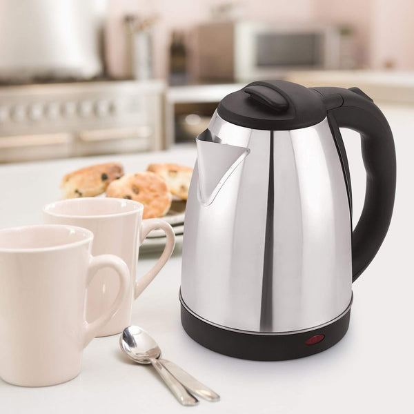 Stainless Steel Electric Kettle with Lid - 2L Capacity, Quick Boiling for Home and Office Use