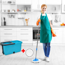 Spin Mop with Plastic Spin Bucket - Easy Wheels, Large Capacity, Ideal for Floor Cleaning.