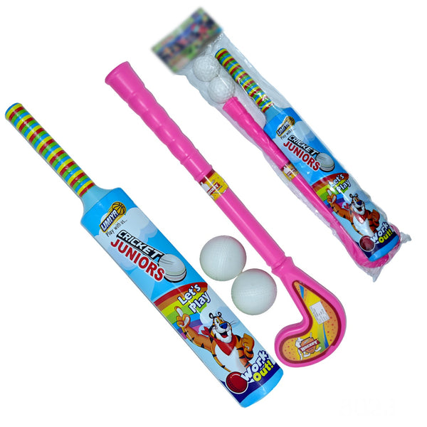 Combo Of Light Weight Plastic Bat Ball  Hockey For Kids