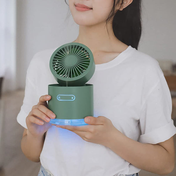 Mini Desktop Cooling Fan – Rotating Spray Humidifier with Water Tank (Battery Not Included) - Top Trendy Essentials