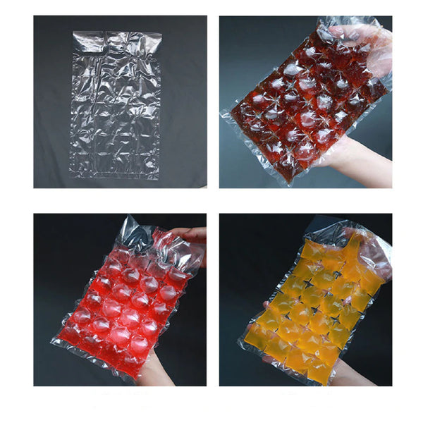 Disposable Ice Cube Bags with Self-Seal – Stackable Easy Release Mold for Cocktail, Food, and Wine