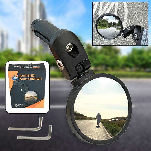 Bar End Bike Mirror – 360° Rotatable & Foldable Rearview Safety Mirror (1pc)