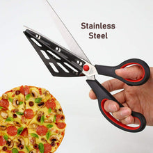 Stainless Steel Pizza Cutter Scissors – Plastic Handle with Removable Spatula