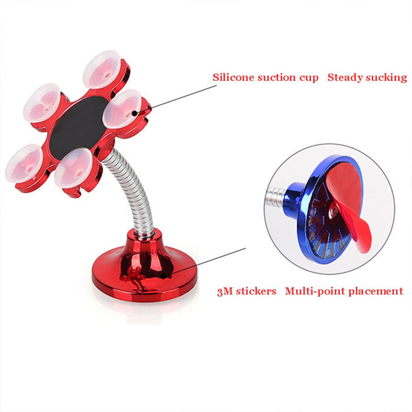 360 Rotatable Flower Shape Cellphone Holder Car  Mount Sucker Stand (Multicolored With Box))