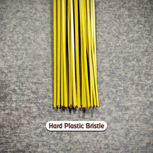 Bathroom floor cleaning broom - plastic hard bristles for scrubbing wet and dry surfaces.