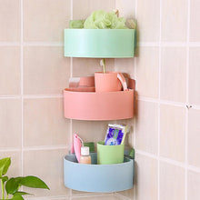 Corner Shelf Bathroom & Kitchen Rack - Self-Adhesive Plastic Triangle Wall Mount Storage Basket