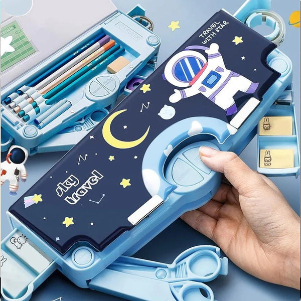 Multifunctional Space-Themed Pencil Box for Kids – Magnetic Pop-Up Design, Ideal for Boys & Girls, Perfect Return Gift (1 Pc)