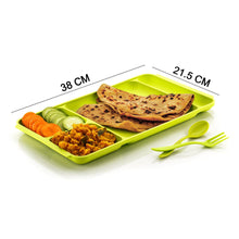 4-Compartment Plastic Dinner Plate with Spoon & Fork - Divided Food Plate, Ideal for Pav Bhaji & Meals (1 Set)