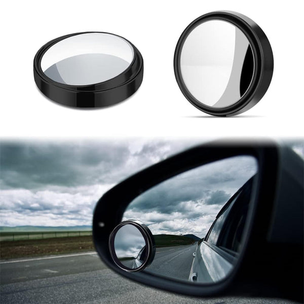 Car Blind Spot Side Mirror (2 Pc Set) – Round HD Glass, 360° Adjustable Frameless Convex Mirrors for Rear View Safety Wukusy