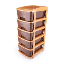 5-Tier Plastic Modular Drawer System – Multi-Purpose Storage Organizer (Brown)