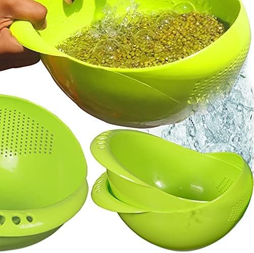 Virgin Rice Bowl - Durable Plastic Strainer for Washing Vegetables, Fruits, and Rice (1 Pc)