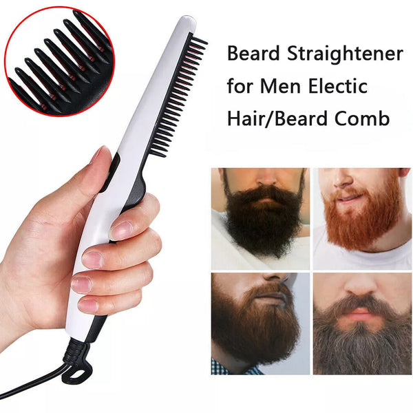 Electric Hair Straightening Comb – Portable Beard Straightener (1 Pc)