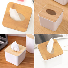 Bamboo Tissue Box Desktop Stand - Rectangular Paper Towel Holder for Bathroom, Bedroom, & Car (1 Pc)