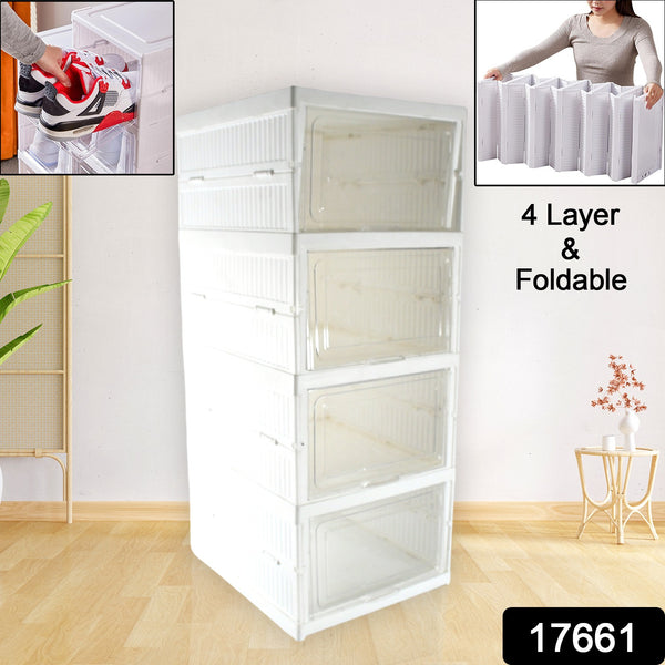 Stackable Storage Organizer – Foldable Drawer Shelf & Utility Cart for Kitchen, Closet & Bathroom (4-Layer, 1 Pc)