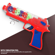 Plastic Gear Simulation Toy Gun for Kids – Electric Laser Toy Gun with 3D Flashing Lights, Music, and Rotating Gear Mechanism, Perfect for Pretend Play (1 Pc, Age 3+)