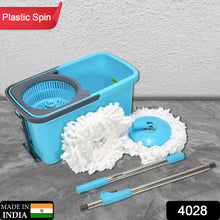 Spin Mop with Plastic Spin Bucket - Easy Wheels, Large Capacity, Ideal for Floor Cleaning.