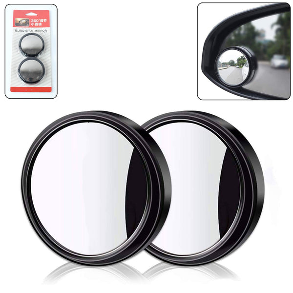 Car Blind Spot Side Mirror (2 Pc Set) – Round HD Glass, 360° Adjustable Frameless Convex Mirrors for Rear View Safety Wukusy