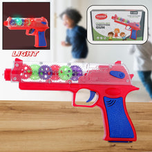 Plastic Gear Simulation Toy Gun for Kids – Electric Laser Toy Gun with 3D Flashing Lights, Music, and Rotating Gear Mechanism, Perfect for Pretend Play (1 Pc, Age 3+)