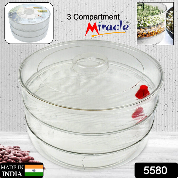 5580 Miracle Plastic Healthy Hygienic Sprout Maker With 3 Compartments For Home Kitchen (1 Pc)