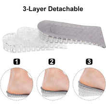 2 Pairs Height Increase Insoles - Adjustable Silicone Heel Lift Inserts with 3 Layers for Heightening and Heel Support.