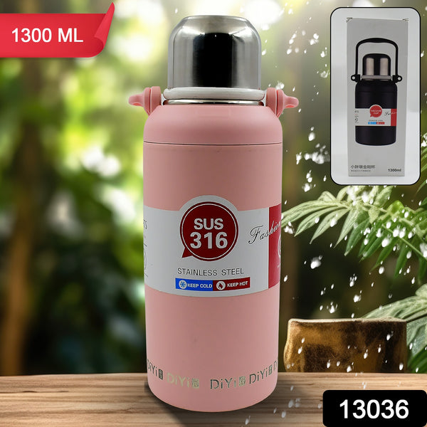 Stainless Steel Tumbler - 316 Vacuum Insulated, Portable Travel Kettle with Handle, Large Capacity Sports Bottle (1300ml)