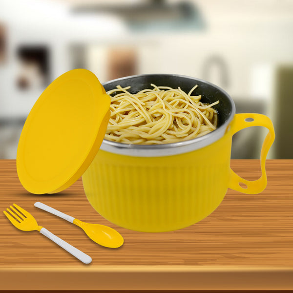 Maggie Bowl with Lid & Handle – Double Layer Soup Bowl for Breakfast, Cereal, Ramen, and Beverages, Dishwasher Safe