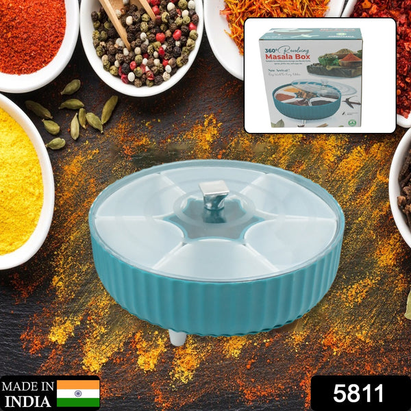 5811 360 Revolving Spice Box  Dry Fruit Box Plastic 7 Compartment Box Suitable For Multipurpose Storage Use Like Dry Fruit  Spices  Pickle  Tea   Sugar Etc Kitchen Use