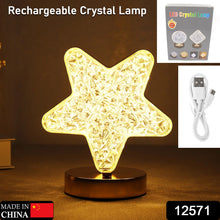 Star Shape Crystal Diamond Lamp – Cordless, USB Rechargeable, 3-Way Dimmable, Touch Control, Luxury Decorative Nightstand Lamp for Bedroom, Living Room, Party, and Restaurant Decor