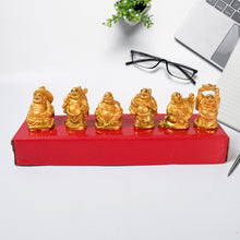 Golden Laughing Buddha Set – 6-Piece Statue Set for Happiness, Wealth, and Good Luck Decor, Symbolizing Wealth and Success (6 Pcs Set)