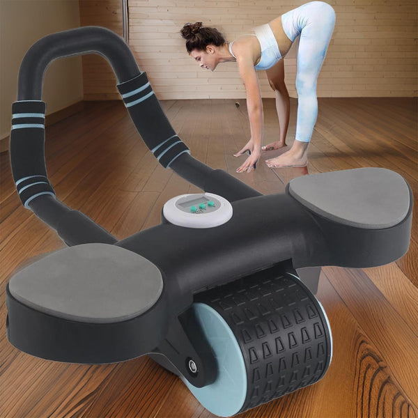 Abdominal Wheel Roller with Widened Elbow Support & Timer + Skipping Rope (1 Set)