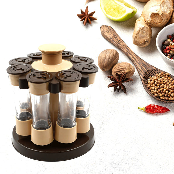 360° Revolving Spice Rack – 8 Spice Jars (120ml) for Herb & Seasoning Storage