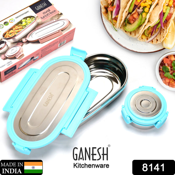 8141 Ganesh Stainless Steel Lunch Box  Small Container ( Set Of 2 Pcs )