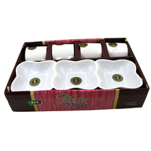 Triple Mazza Ceramic Tea  Cups Set Including 3 Compartment Plastic Serving Platter (4 Pcs Set)