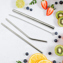 Reusable Stainless Steel Straws Set – Eco-Friendly with Travel Case & Cleaning Brush (4 Straws)